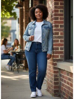 Lauren Conrad Womens Medium Denim Jean Jacket Button Closures Long Sleeves